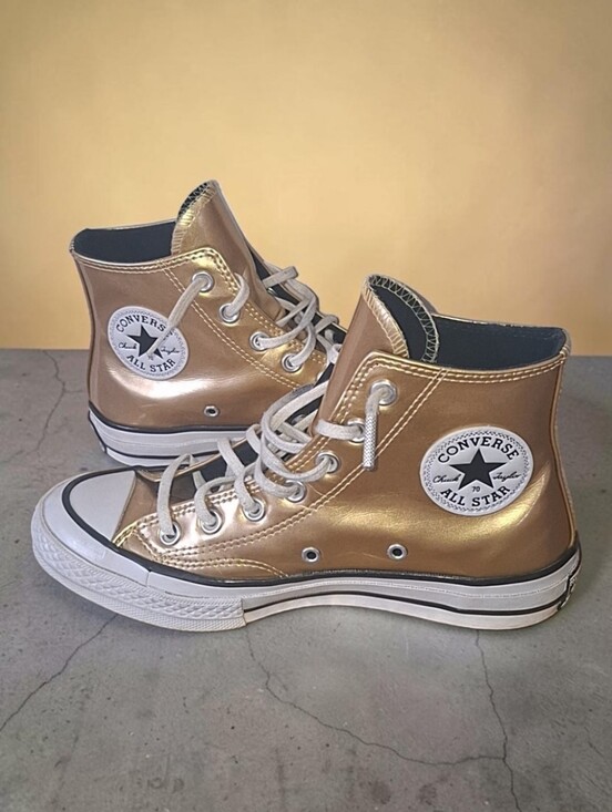 Converse Shoes - Converse Chuck Taylor All Star Metallic Gold High-Top Sneakers - Women Size 7